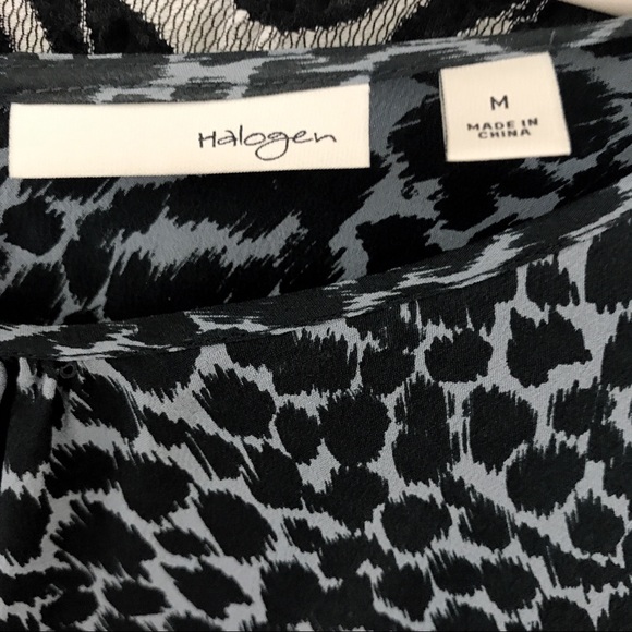 Halogen Blue Ruffle Bell Sleeve Leopard Print top - Picture 5 of 5